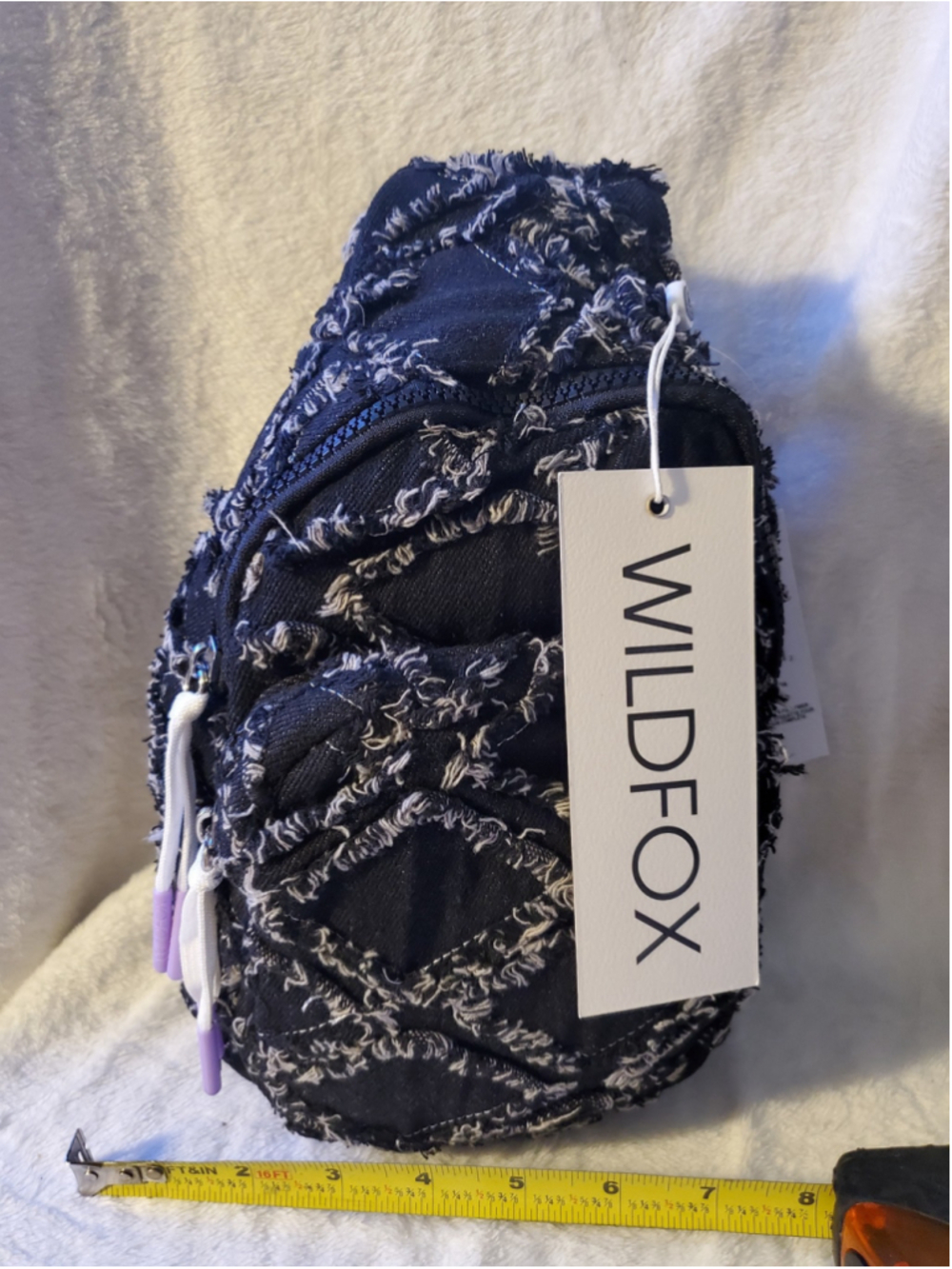 Wildfox Black and White.frayed-edge Denim Crossbody Bag